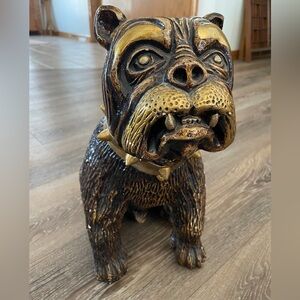 Vintage Bulldog Bank Ceramic Folk Art Mexico